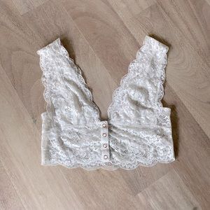 Free People Heartbreaker Ivory White Button-Front Lace Brami S